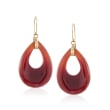 Pear-Shaped Red Agate Drop Earrings in 14kt Yellow Gold