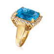20.00 Carat Aquamarine and 1.60 ct. t.w. Diamond Ring in 18kt Yellow Gold