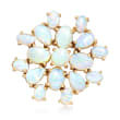 C. 1980 Vintage Opal Cluster Pin in 14kt Yellow Gold