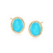 Oval Turquoise Earrings in 14kt Yellow Gold
