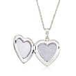 Sterling Silver Floral Heart Locket Necklace with Diamond Accent