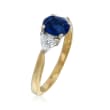 C. 1990 Vintage 1.51 ct. t.w. Sapphire and .60 ct. t.w. Diamond Ring in 18kt Yellow Gold