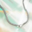 8mm Cultured Pearl Flat Wheat-Chain Necklace in Sterling Silver