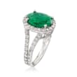 3.95 Carat Emerald and 1.25 ct. t.w. Diamond Ring in 14kt White Gold