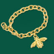 Italian Andiamo 14kt Yellow Gold Over Resin Bumblebee Charm Bracelet
