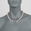 C. 2000 Vintage 9-11mm Champagne Cultured Pearl Necklace with Diamond Accents in 18kt White Gold 18.5-inch