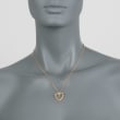 Roberto Coin &quot;Barocco&quot; Heart Pendant Necklace with Diamond Accent in 18kt Yellow Gold 16-inch