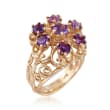 C. 1980 Vintage 1.40 ct. t.w. Amethyst Scrollwork Ring in 14kt Yellow Gold