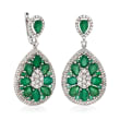7.30 ct. t.w. Emerald and 1.65 ct. t.w. Diamond Drop Earrings in 18kt White Gold
