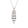 Andrea Candela &quot;Art Deco&quot; 6.75 ct. t.w. White Topaz and Black Spinel Necklace with Diamonds in Sterling Silver