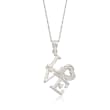Italian CZ-Accented &quot;Love&quot; Pendant Necklace in Sterling Silver