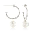 Mikimoto &quot;Classic&quot; 7mm A+ Akoya Pearl C-Hoop Drop Earrings in 18kt White Gold