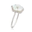 Mother-Of-Pearl Floral Ring with Diamond Accents in 14kt White Gold