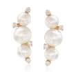 4-5.5mm Cultured Pearl and .12 ct. t.w. Diamond Curve Earrings in 14kt Yellow Gold