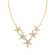 .20 ct. t.w. Pave Diamond Starfish Necklace in 18kt Gold Over Sterling