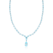 39.25 ct. t.w. Blue Topaz Drop Necklace in Sterling Silver
