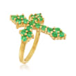 1.20 ct. t.w. Zambian Emerald Cross Ring in 18kt Gold Over Sterling