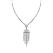 C. 1990 Vintage 3.00 ct. t.w. Diamond and .15 ct. t.w. Pink Topaz Tassel Drop Necklace in 14kt White Gold