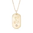 14kt Yellow Gold Single Initial ID Tag Pendant Necklace with Diamond Accent