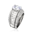 8.90 ct. t.w. CZ Jewelry Set: Ring with Guard in Sterling Silver