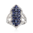 3.20 ct. t.w. Sapphire and .76 ct. t.w. White Zircon Ring in Sterling Silver