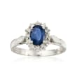 1.00 Carat Sapphire and .10 ct. t.w. Diamond Ring in 14kt White Gold