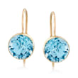 4.20 ct. t.w. Bezel-Set Sky Blue Topaz Drop Earrings in 14kt Yellow Gold