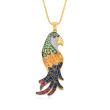 3.00 ct. t.w. Multi-Gemstone Parakeet Pendant Necklace in 18kt Gold Over Sterling