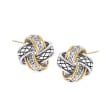 Andrea Candela &quot;Nudo De Amor&quot; .12 ct. t.w. Diamond Love Knot Earrings in Sterling Silver and 18kt Yellow Gold