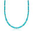 Graduated Blue Howlite Bead Necklace with 14kt Yellow Gold