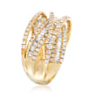 2.00 ct. t.w. Round and Baguette Diamond Highway Ring in 14kt Yellow Gold