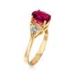 C. 1990 Vintage 2.05 Carat Rubellite and .75 ct. t.w. Diamond Ring in 14kt Yellow Gold