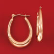 14kt Rose Gold Oval Hoop Earrings 