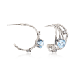 2.20 ct. t.w. Blue Topaz and .33 ct. t.w. CZ Half Hoop Earrings in Sterling Silver