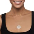 Italian Cultured Pearl Seashell Pendant Necklace in Sterling Silver 18-inch