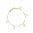 14kt Yellow Gold Star and Moon Charm Anklet