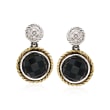 Andrea Candela Black Onyx Doublet Earrings with Diamonds in Sterling Silver and 18kt Yellow Gold