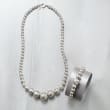 Italian 6-15mm Sterling Silver Hammered Bead Necklace