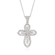 Simon G. .79 ct. t.w. Diamond Cutout Cross Pendant Necklace in 18kt White Gold