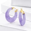 Lavender Jade Hoop Earrings with 14kt Yellow Gold