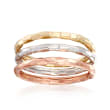 14kt Tri-Colored Gold Jewelry Set: Three Stackable Rings