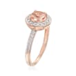 .60 Carat Morganite and .28 ct. t.w. White Zircon Halo Ring in 14kt Rose Gold Over Sterling