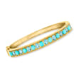 Turquoise and 3.30 ct. t.w. Swiss Blue Topaz Bangle Bracelet in 18kt Gold Over Sterling