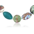 Italian Green and Blue Murano Glass Bead Necklace with 18kt Gold Over Sterling