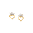 Child's Disney Princess 14kt Two-Tone Gold Heart and Crown Stud Earrings