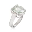 5.00 Carat Prasiolite and .10 ct. t.w. White Topaz Ring in Sterling Silver