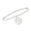 Italian Sterling Silver Tree of Life Charm Bangle Bracelet