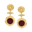 Italian Garnet Floral Drop Earrings in 18kt Gold Over Sterling