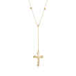Italian 18kt Yellow Gold Cross and Station Bead Rosary-Style Necklace
