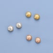 14kt Tri-Colored Gold Jewelry Set: Three Pairs of Diamond-Cut Dome Stud Earrings